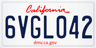CA license plate 6VGL042