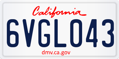 CA license plate 6VGL043