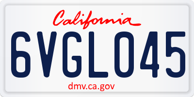 CA license plate 6VGL045