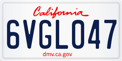 CA license plate 6VGL047