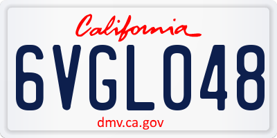 CA license plate 6VGL048
