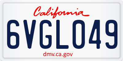 CA license plate 6VGL049