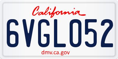 CA license plate 6VGL052