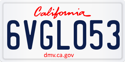 CA license plate 6VGL053