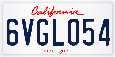 CA license plate 6VGL054