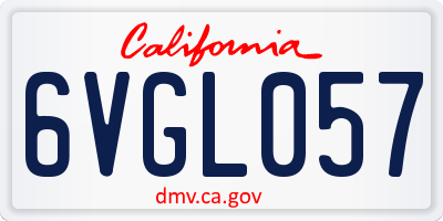 CA license plate 6VGL057