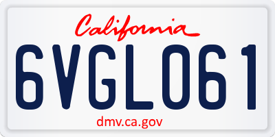CA license plate 6VGL061