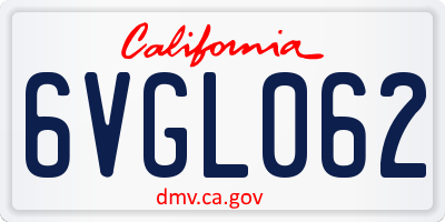 CA license plate 6VGL062