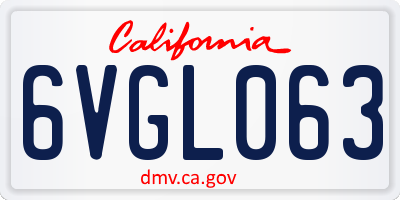 CA license plate 6VGL063