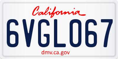 CA license plate 6VGL067
