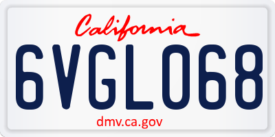 CA license plate 6VGL068