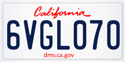 CA license plate 6VGL070