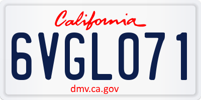 CA license plate 6VGL071