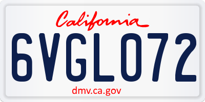 CA license plate 6VGL072
