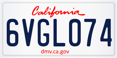 CA license plate 6VGL074