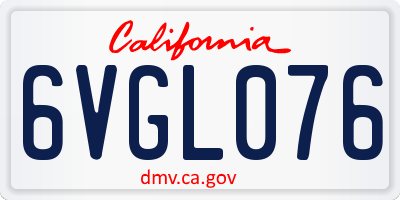 CA license plate 6VGL076