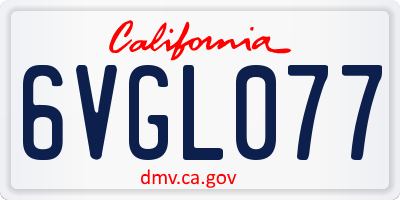 CA license plate 6VGL077