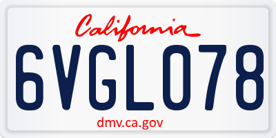 CA license plate 6VGL078