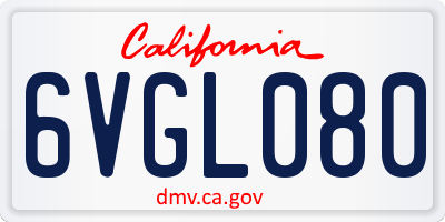 CA license plate 6VGL080