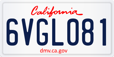 CA license plate 6VGL081
