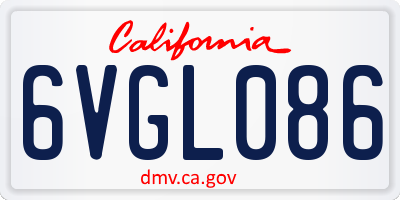 CA license plate 6VGL086