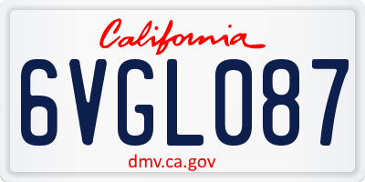 CA license plate 6VGL087