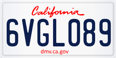 CA license plate 6VGL089