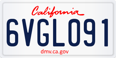 CA license plate 6VGL091