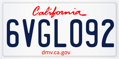 CA license plate 6VGL092