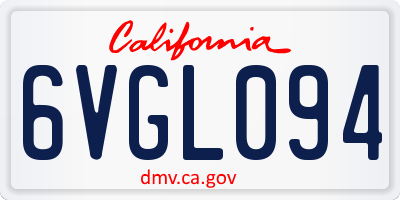 CA license plate 6VGL094