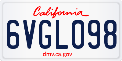 CA license plate 6VGL098