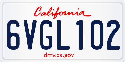 CA license plate 6VGL102