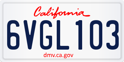 CA license plate 6VGL103