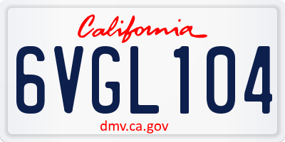 CA license plate 6VGL104