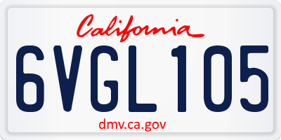 CA license plate 6VGL105