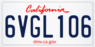 CA license plate 6VGL106