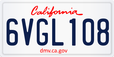 CA license plate 6VGL108