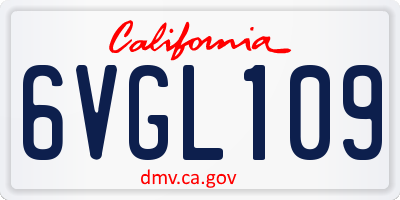 CA license plate 6VGL109