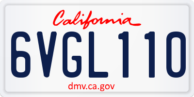 CA license plate 6VGL110