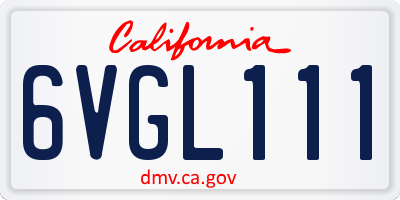 CA license plate 6VGL111