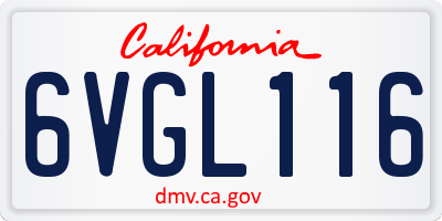 CA license plate 6VGL116