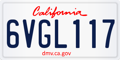 CA license plate 6VGL117