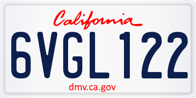 CA license plate 6VGL122