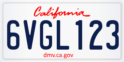 CA license plate 6VGL123