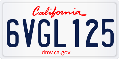 CA license plate 6VGL125