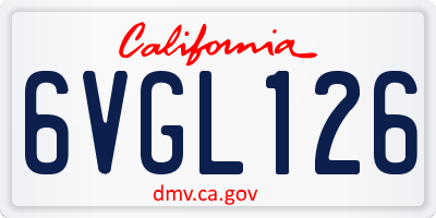 CA license plate 6VGL126