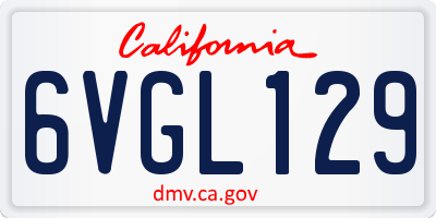 CA license plate 6VGL129