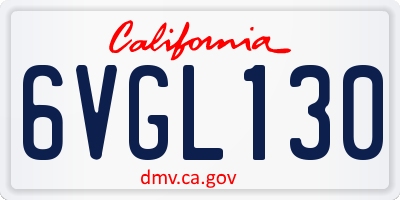CA license plate 6VGL130