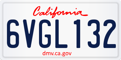 CA license plate 6VGL132