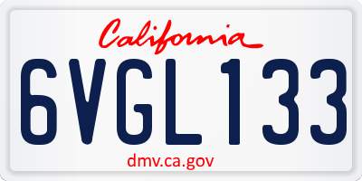 CA license plate 6VGL133
